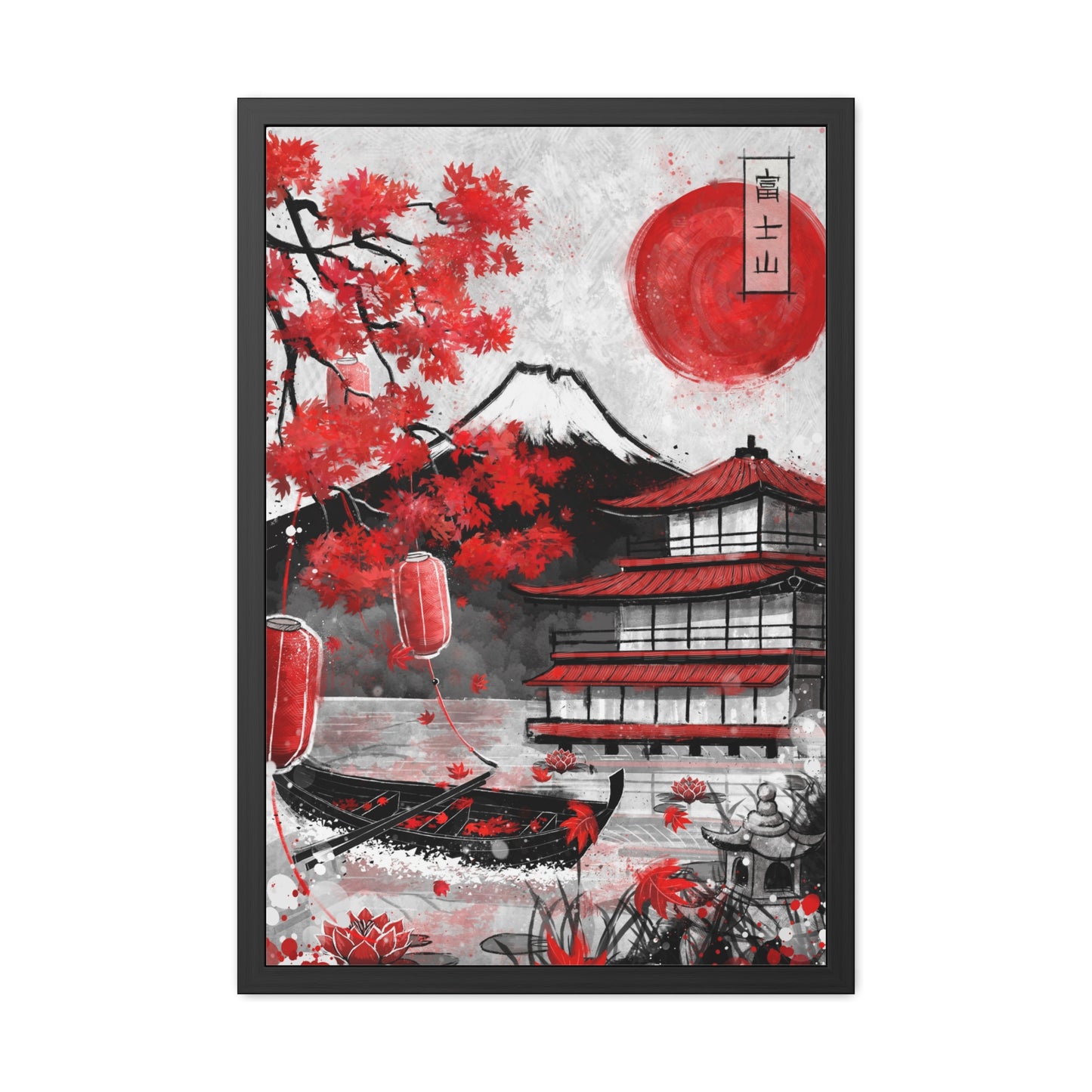 Framed Poster - Fujii Mountain Temple Japanese Collection
