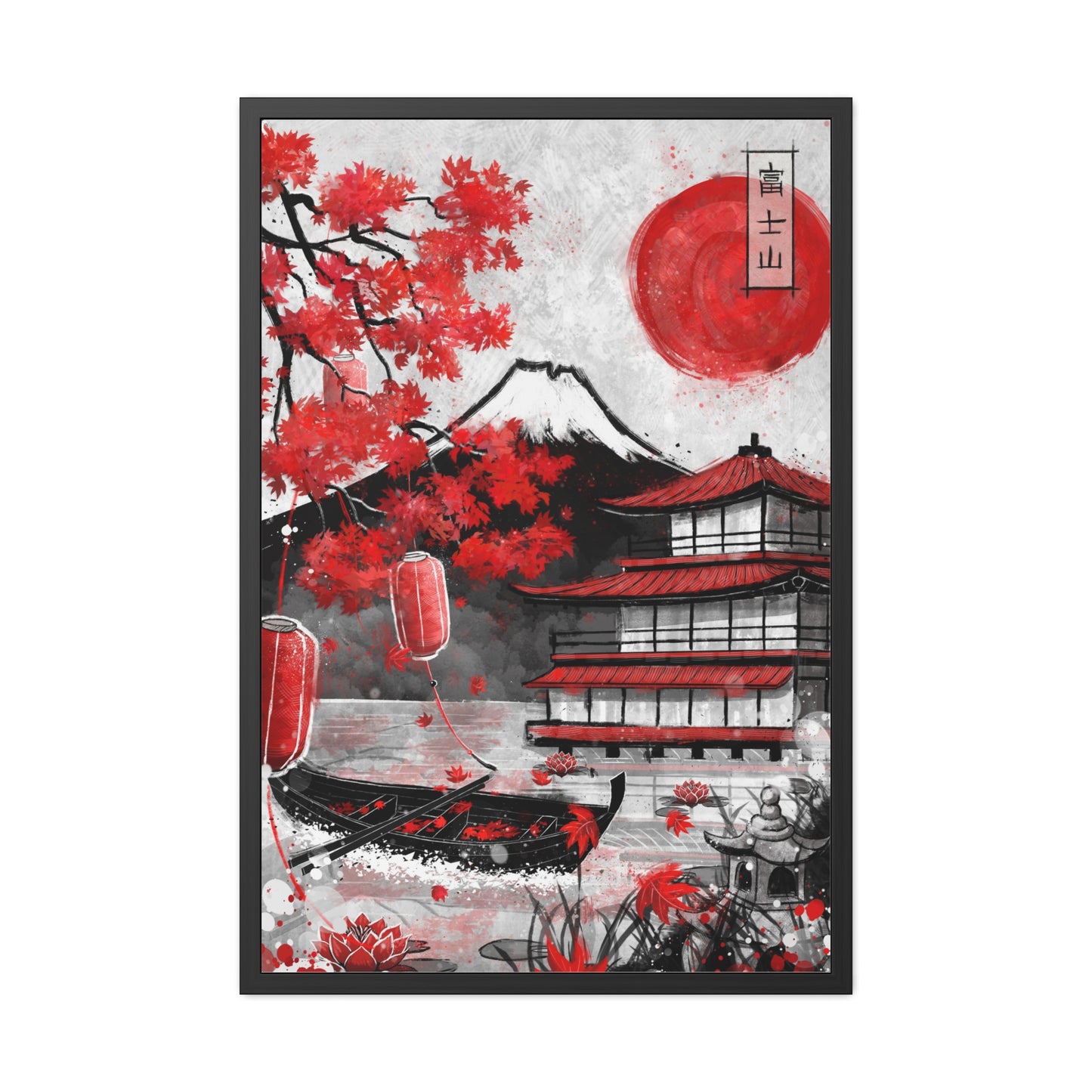 Framed Poster - Fujii Mountain Temple Japanese Collection