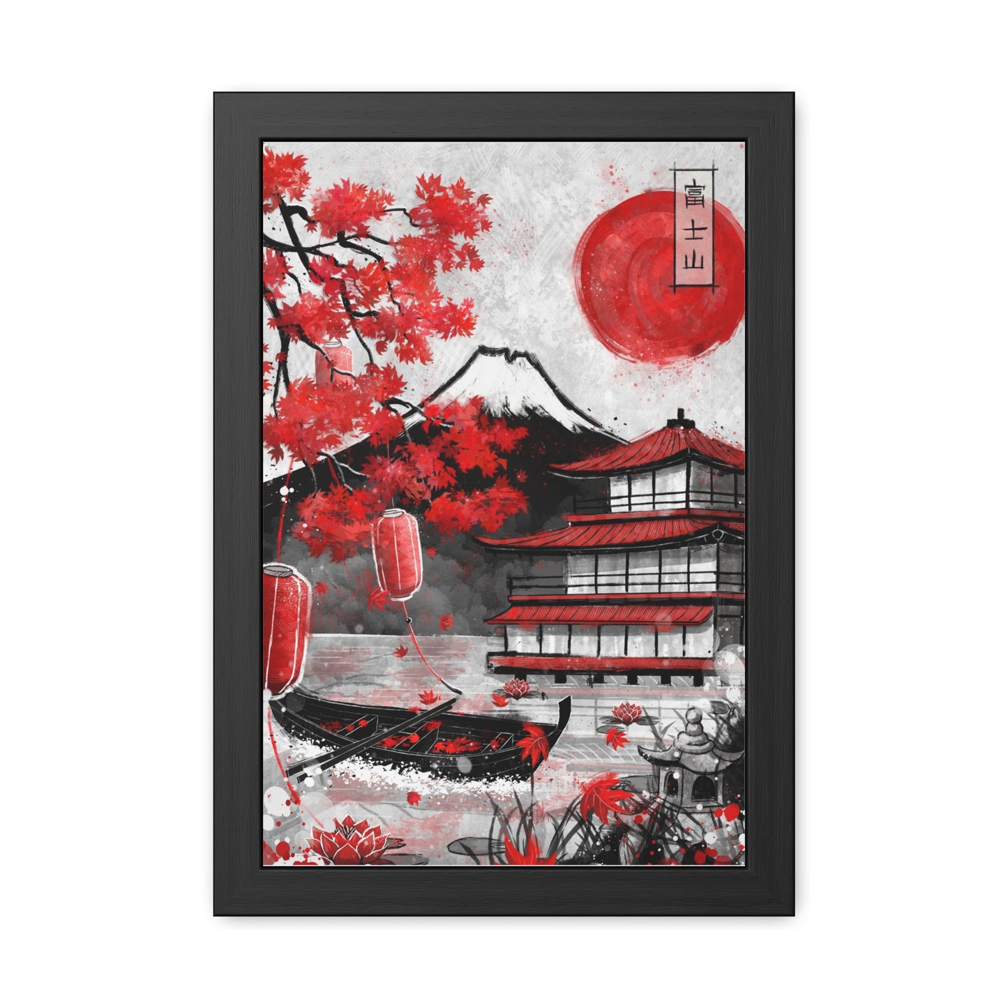 Framed Poster - Fujii Mountain Temple Japanese Collection