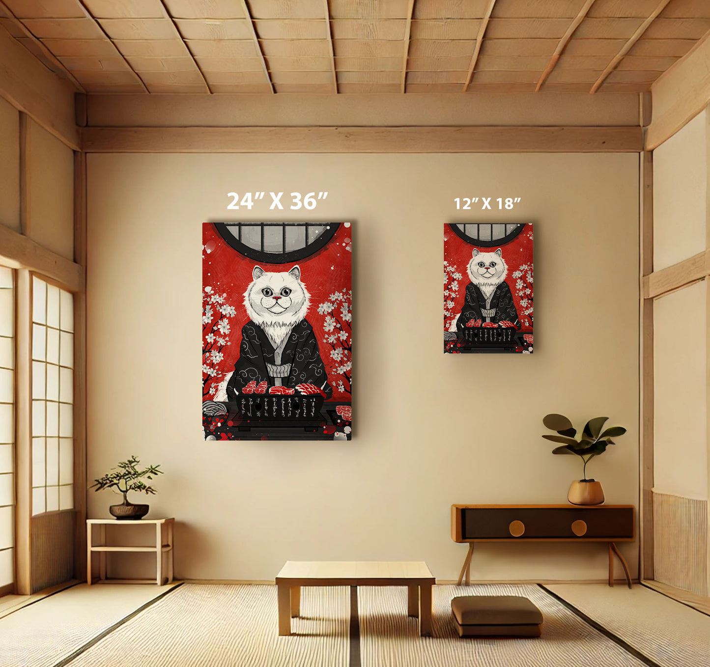 Neko no Yakiniku - Matte Canvas, Stretched, 0.75"