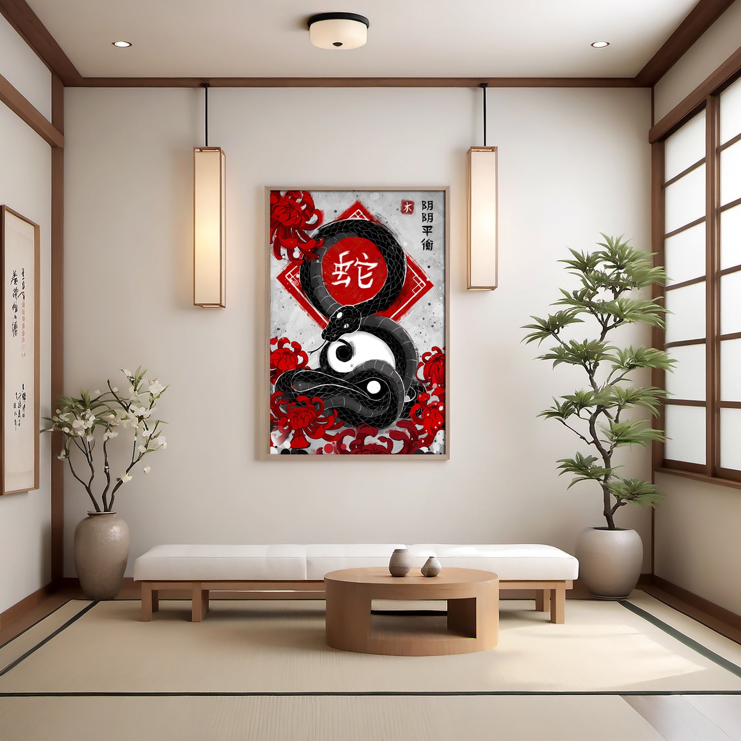 Balance Yin Yang Snake - Japanese Fine Art Print