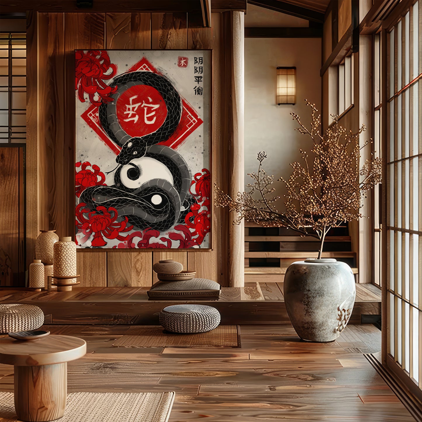 Balance Yin Yang Snake - Japanese Fine Art Print