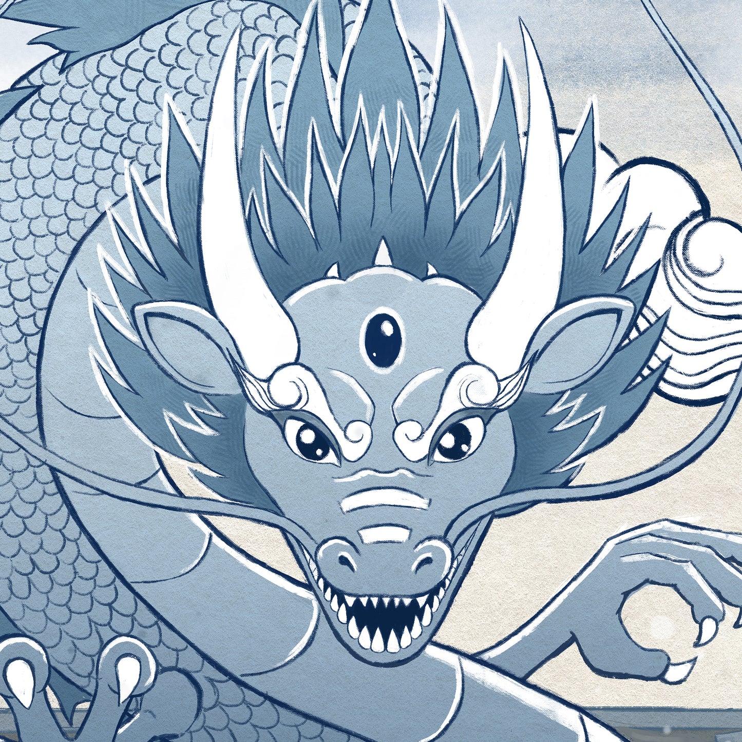 Waterfall’s Celestial Guardian - Japanese Fine Art Print