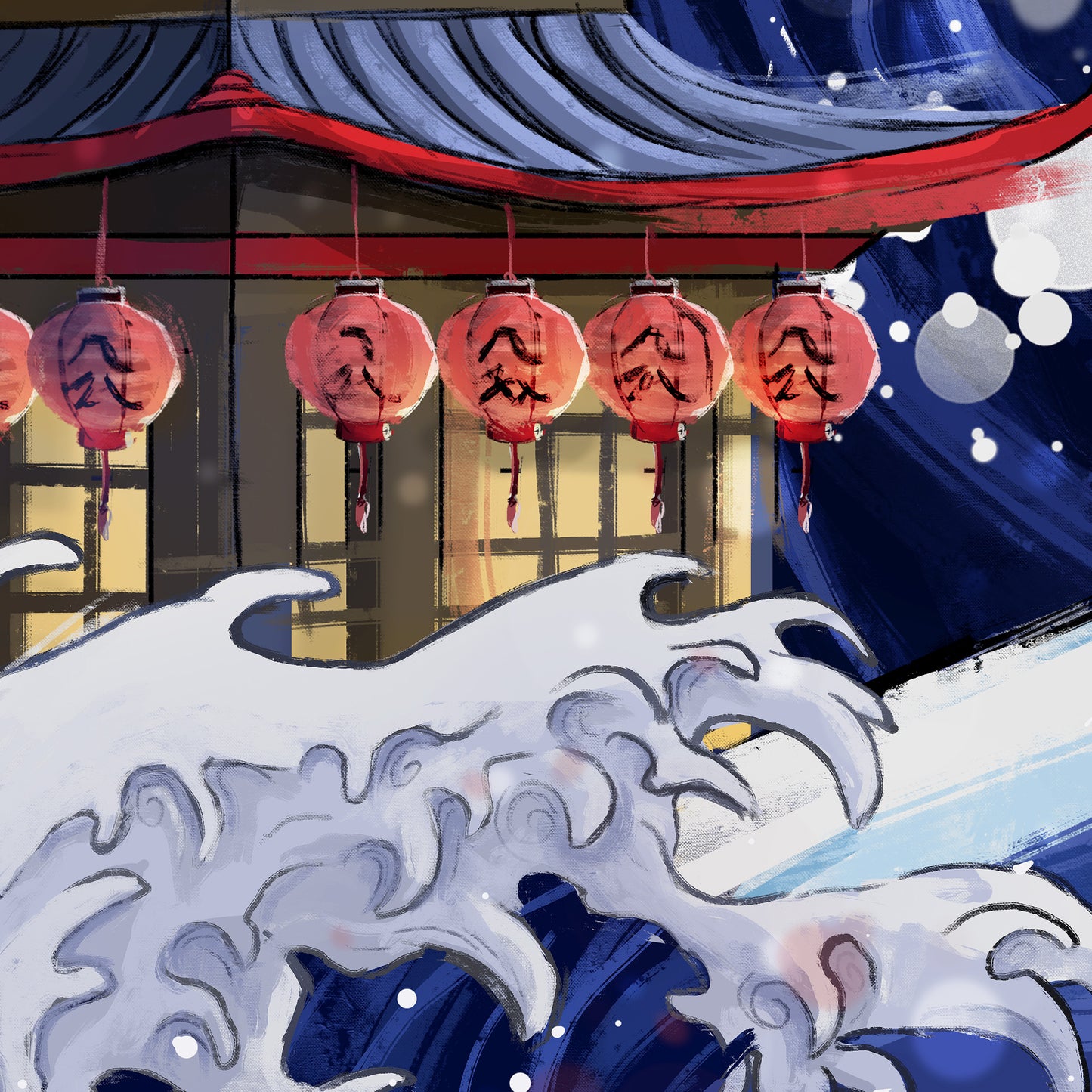 The Starry Wave Temple - Japanese Fine Art Print
