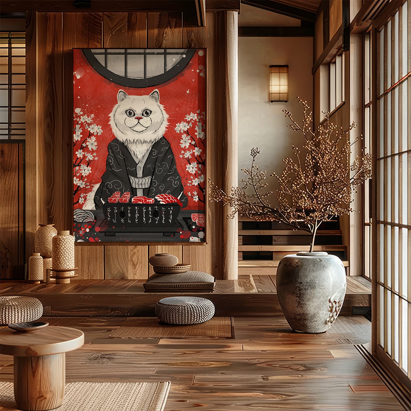 Neko no Yakiniku - Japanese Fine Art Print