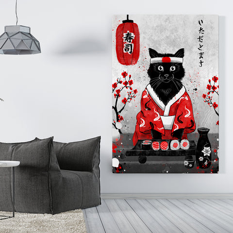 Japan - Sushi Cat - Canvas Print