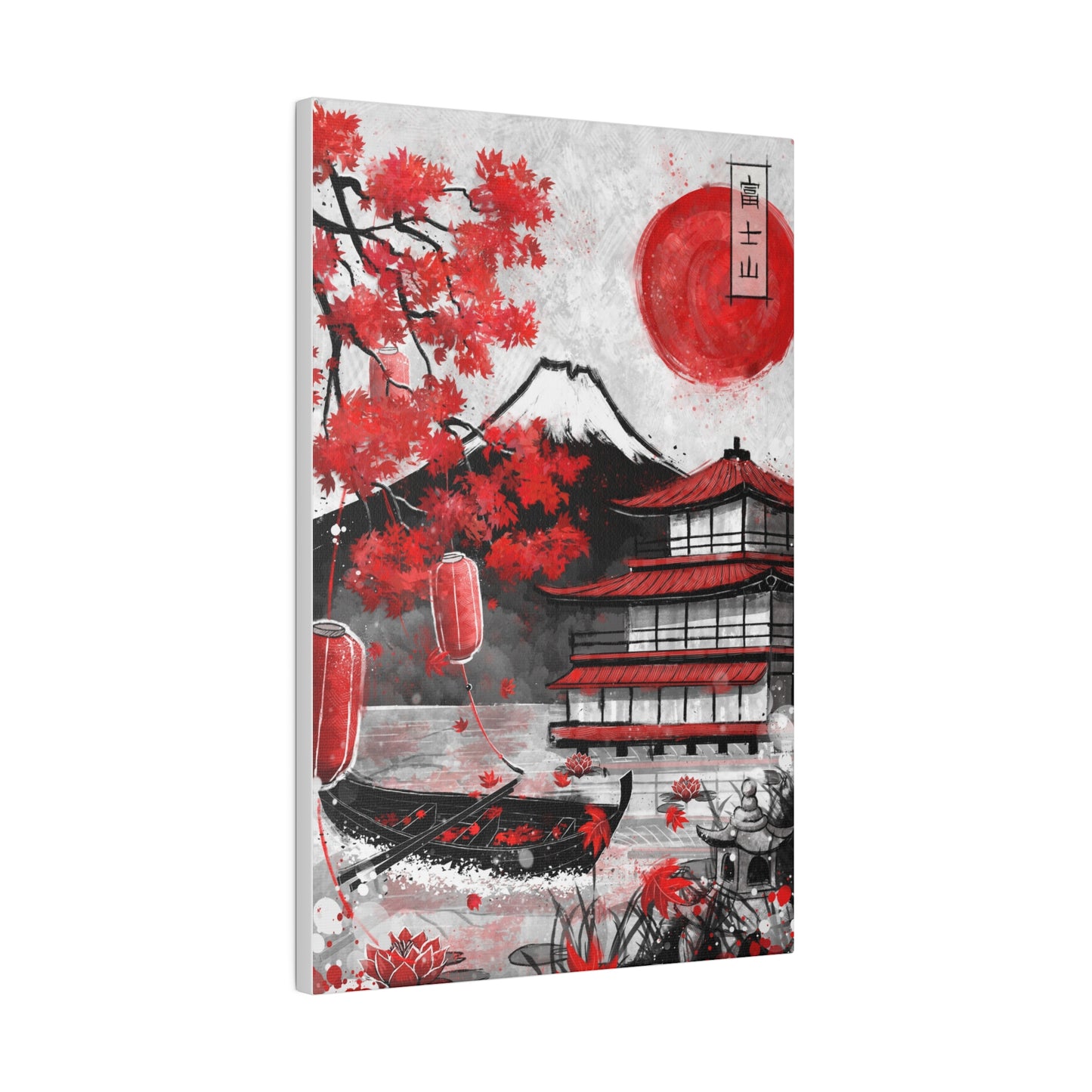 Autumn Temple by Fuji’s Lake - Matte Canvas, Stretched, 0.75"