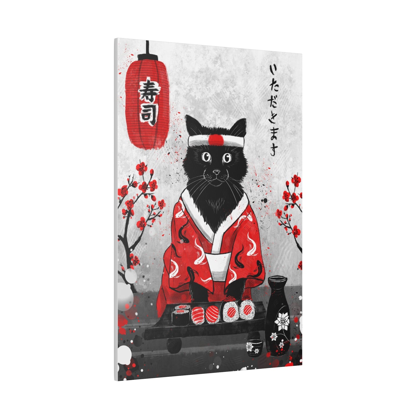 Sushi Cat in Silk - Matte Canvas, Stretched, 0.75"