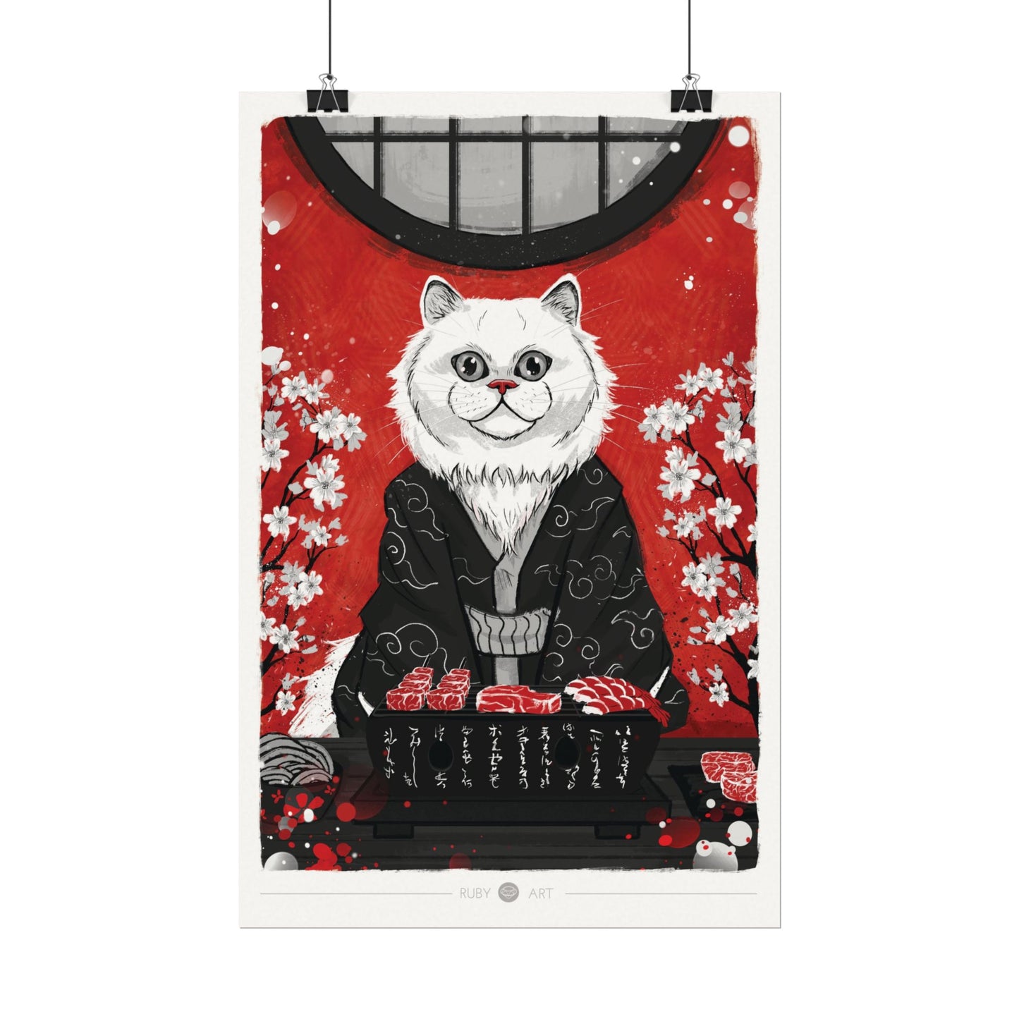 Neko no Yakiniku - Watercolor Print