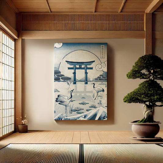 Dawn Chorus at the Torii - Matte Canvas, Stretched, 0.75"