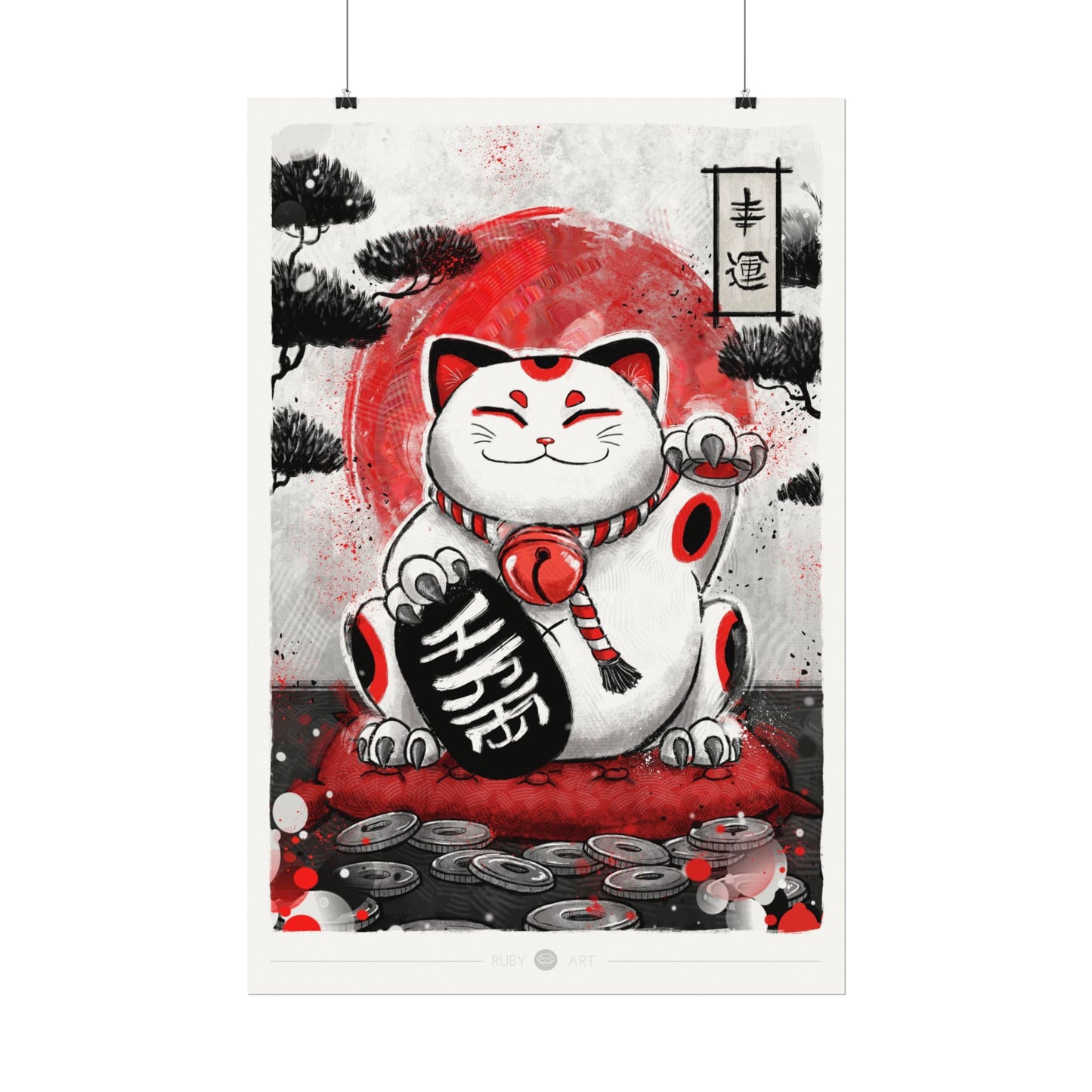 Maneki-Neko’s Blessing - Watercolor Print