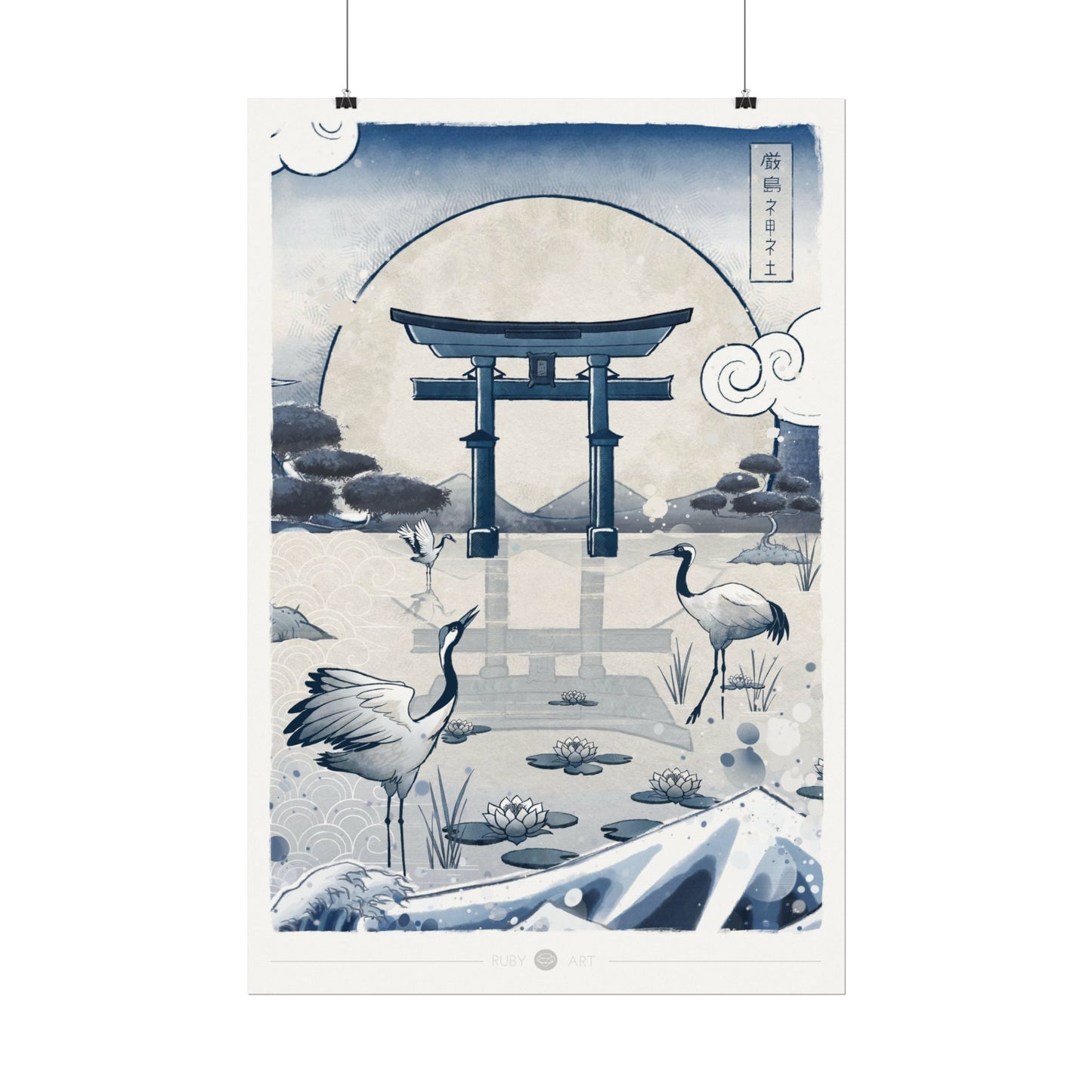 Dawn Chorus at the Torii - Watercolor Print