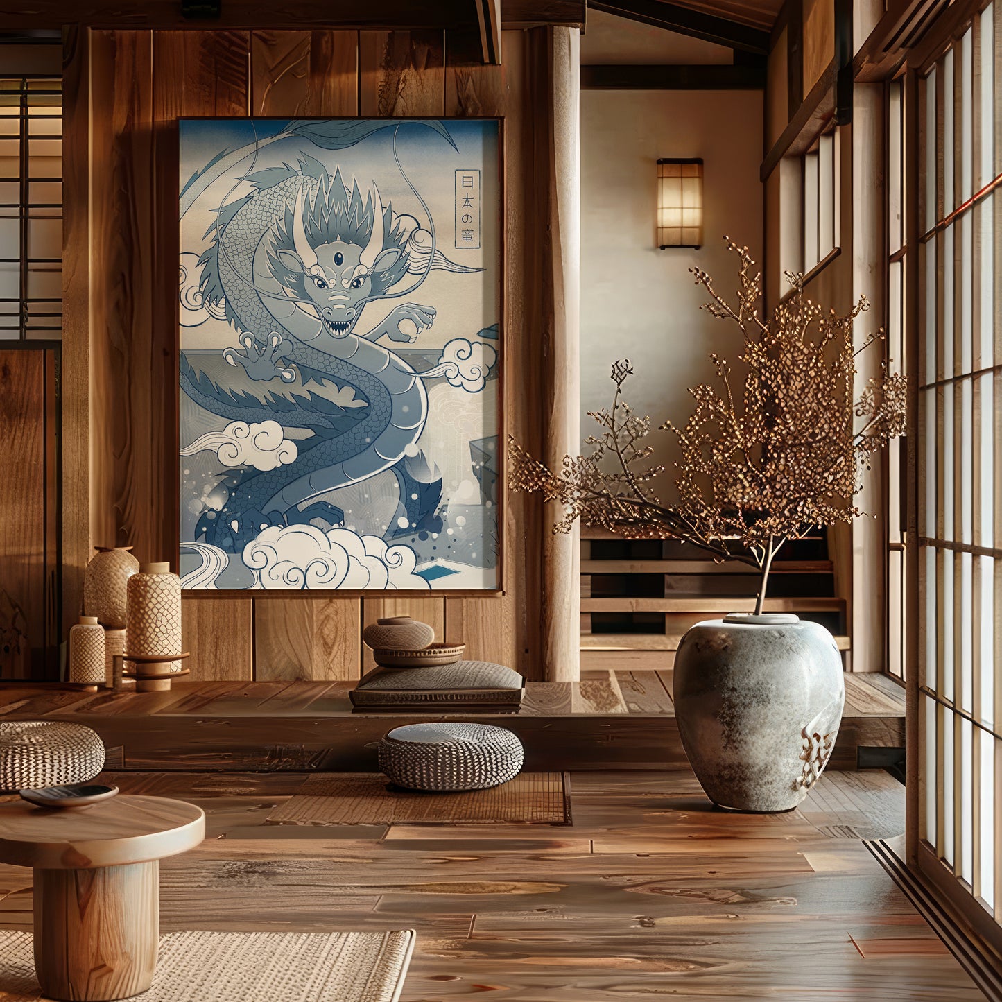 Waterfall’s Celestial Guardian - Japanese Fine Art Print