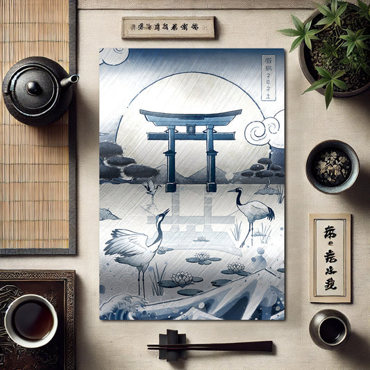 Dawn Chorus at the Torii - Brushed Aluminum Print