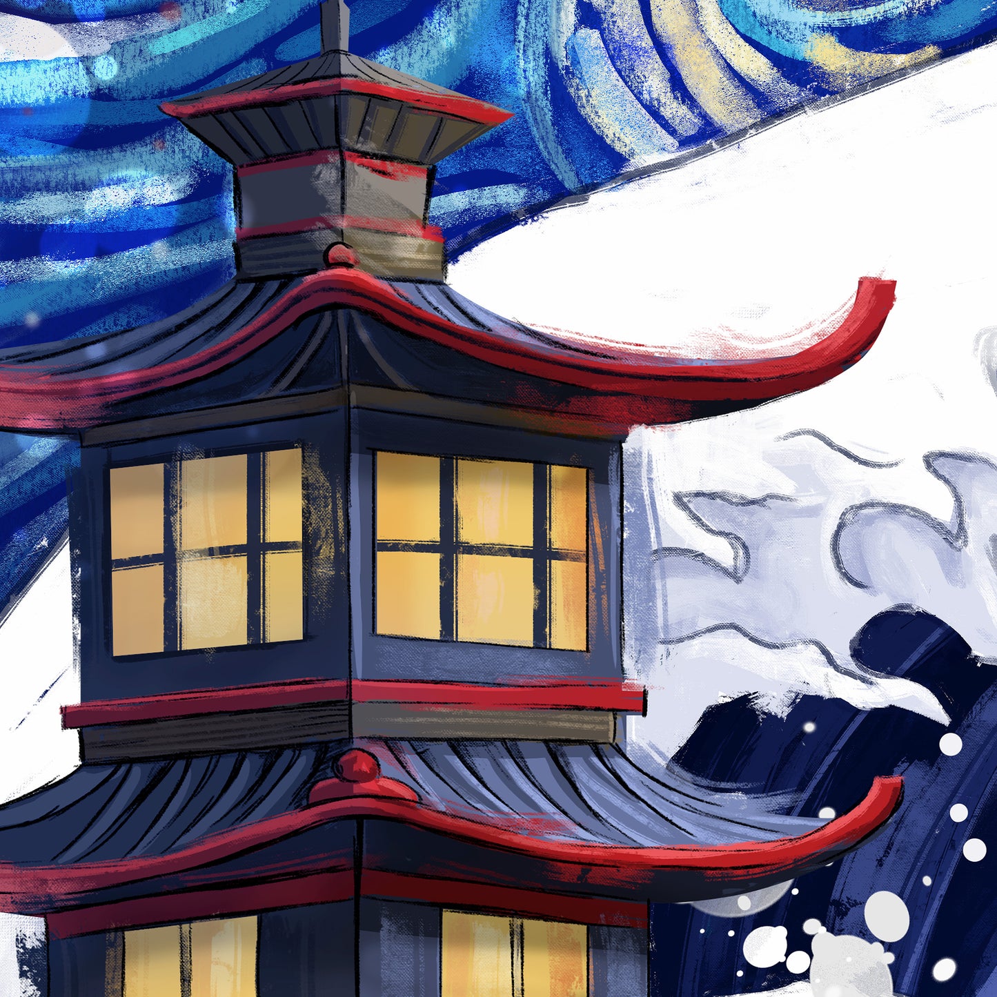 The Starry Wave Temple - Japanese Fine Art Print